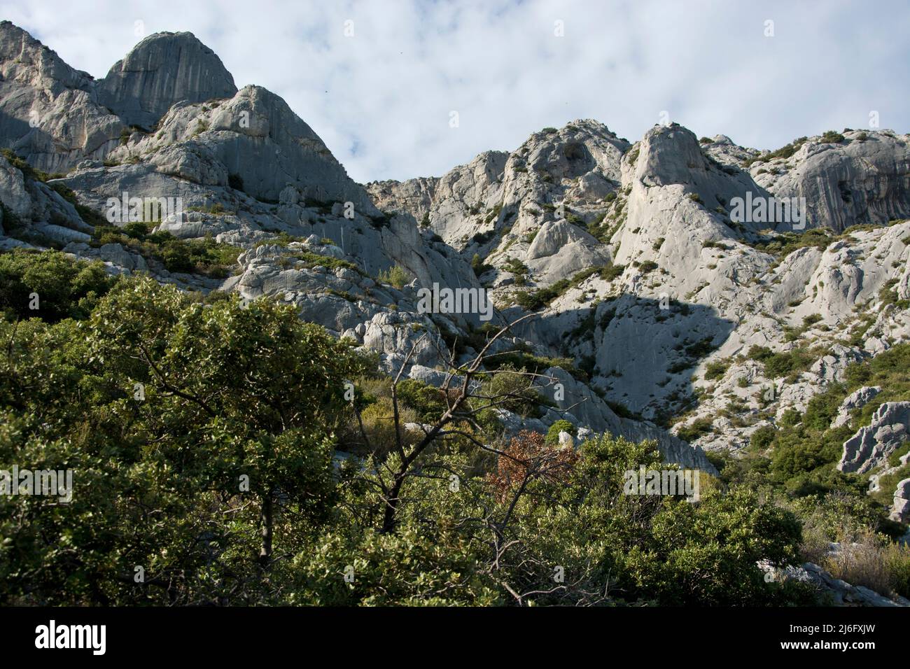 Die spektakuläre Montagne Sainte-Victoire, Kalksteingebirge im Süden Frankreichs in der Nähe von Aix-en-Provence Stock Photo