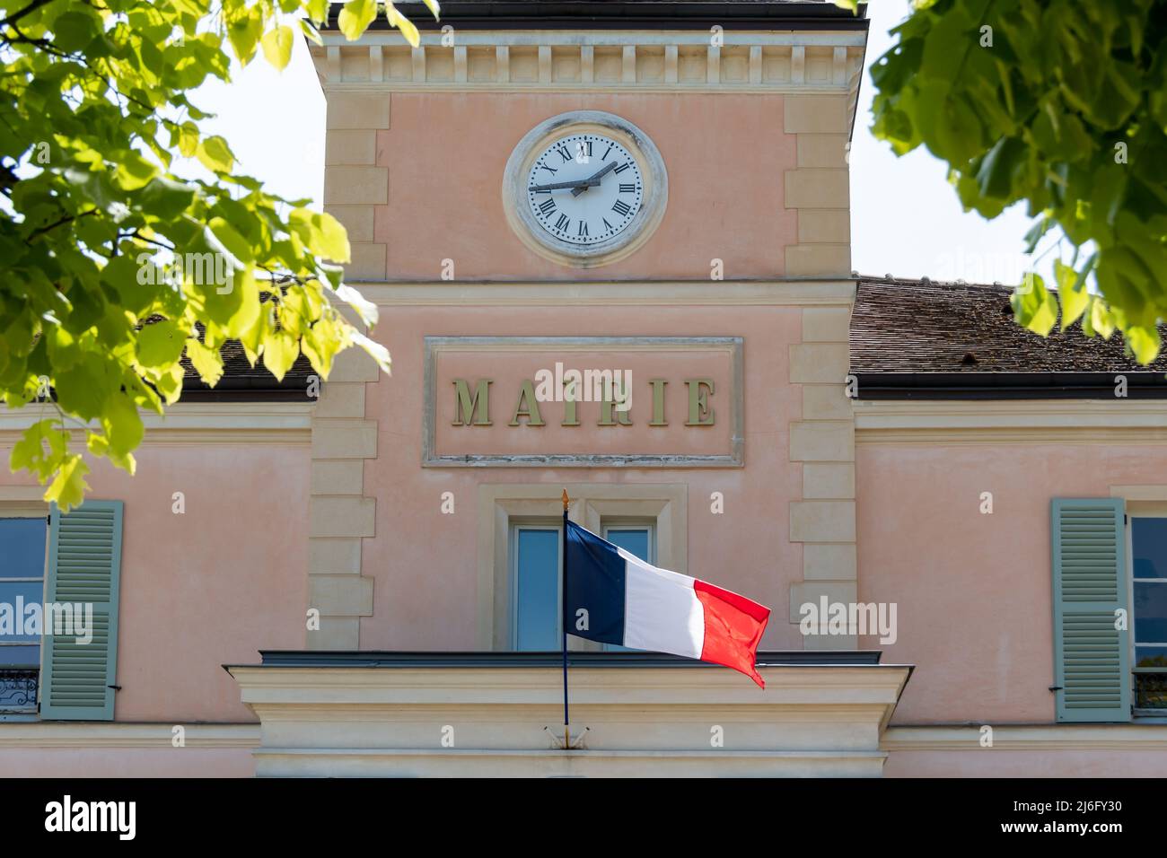 Exterior view of the town hall of Marnes-la-Coquette, a French city in the western suburbs of Paris, located in the Hauts-de-Seine department Stock Photo