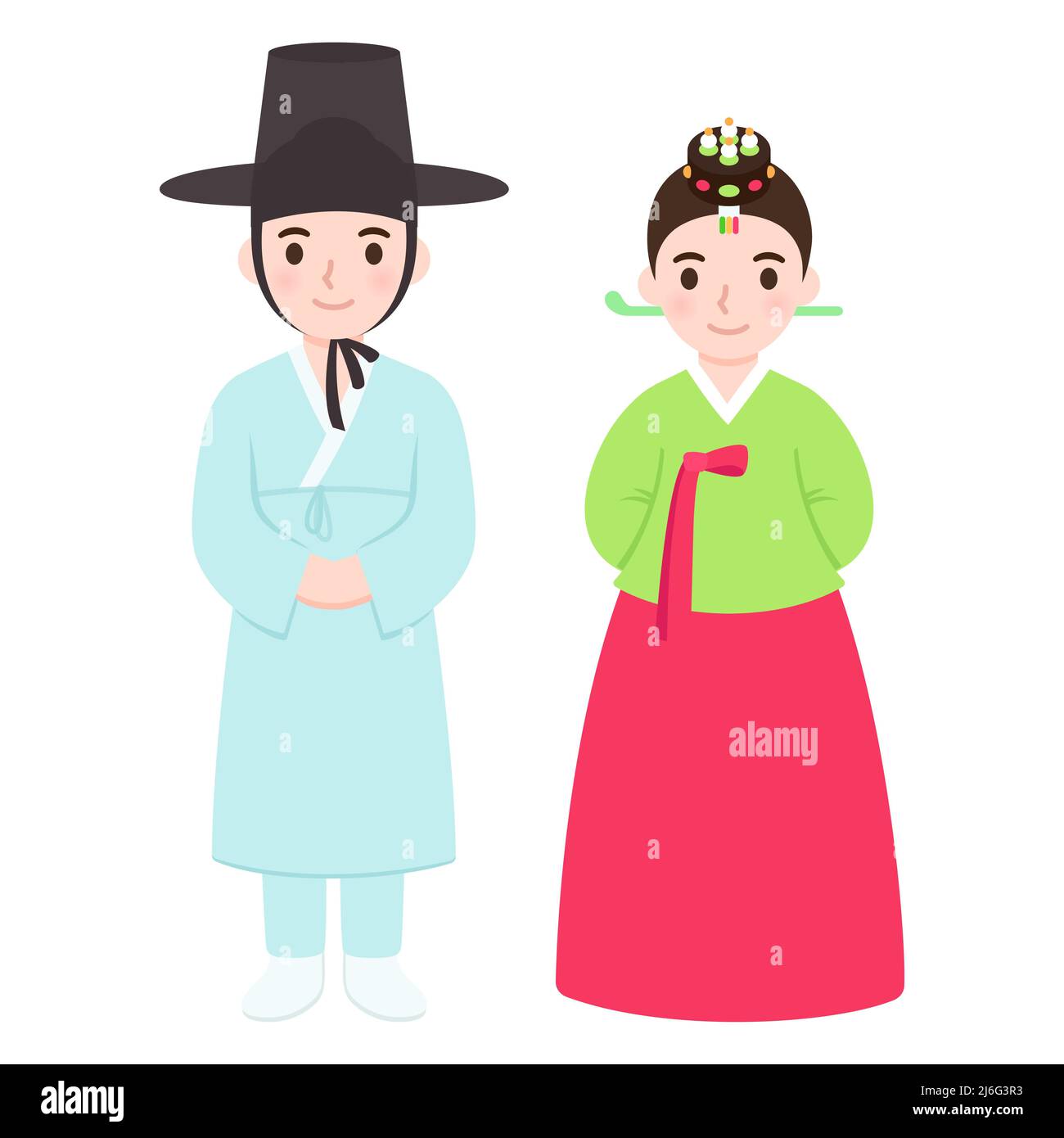 Cute boy and girl couple in traditional Korean Coming of Age ceremony  clothes. Cartoon young people vector clip art illustration Stock Vector  Image & Art - Alamy