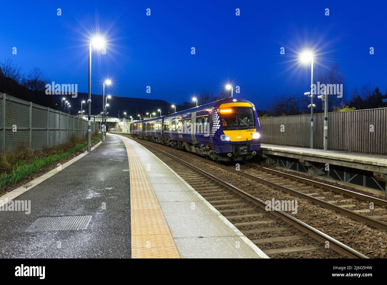 Stow railway station on the Borders railway, Scotland, UK. A Scotrail ...