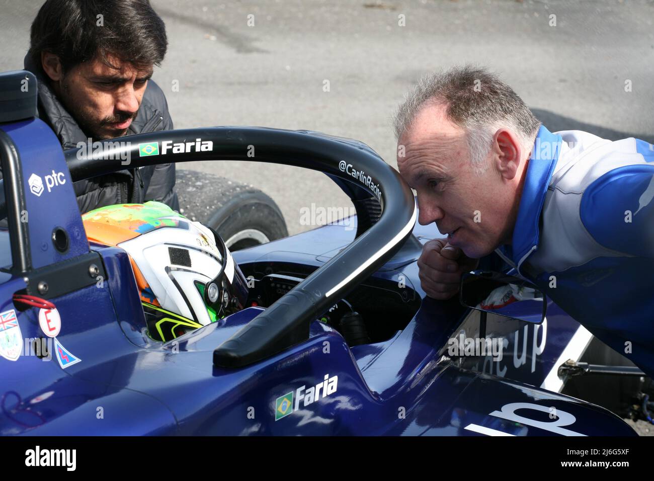 Brazilian race car driver Roberto Faria, GB3 driver sat in car