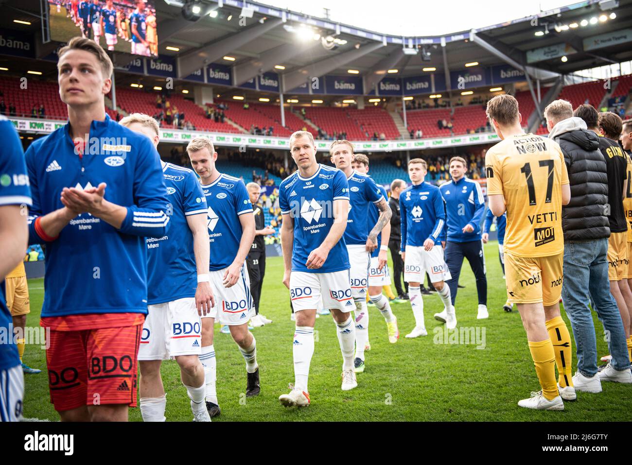 Oslo, Norway. 01st, May 2022. The players of Molde seen on the way to receive their trophy after winning the Norwegian Cup final, the NM Menn final, between Bodoe/Glimt and Molde at Ullevaal Stadion in Oslo. (Photo credit: Gonzales Photo - Jan-Erik Eriksen). Credit: Gonzales Photo/Alamy Live News Stock Photo
