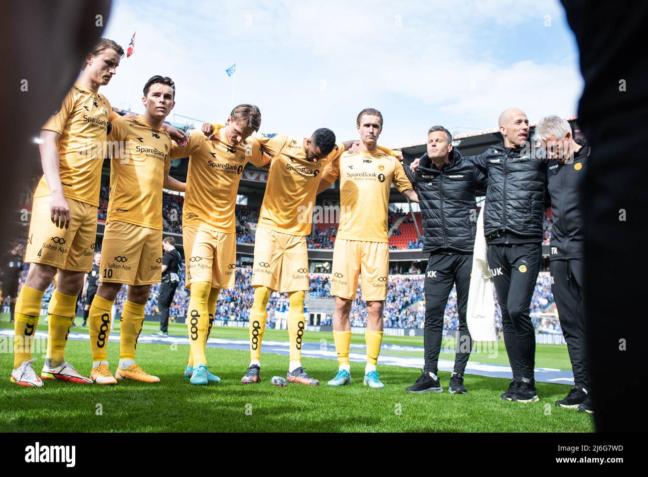 Oslo, Norway. 01st, May 2022. The players of Bodoe/Glimt line up before the Norwegian Cup final, the NM Menn final, between Bodoe/Glimt and Molde at Ullevaal Stadion in Oslo. (Photo credit: Gonzales Photo - Jan-Erik Eriksen). Credit: Gonzales Photo/Alamy Live News Stock Photo