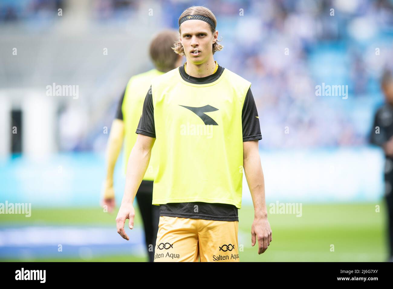 Oslo, Norway. 01st, May 2022. Ulrik Saltnes (14) of Bodoe/Glimt is warming up before the Norwegian Cup final, the NM Menn final, between Bodoe/Glimt and Molde at Ullevaal Stadion in Oslo. (Photo credit: Gonzales Photo - Jan-Erik Eriksen). Credit: Gonzales Photo/Alamy Live News Stock Photo