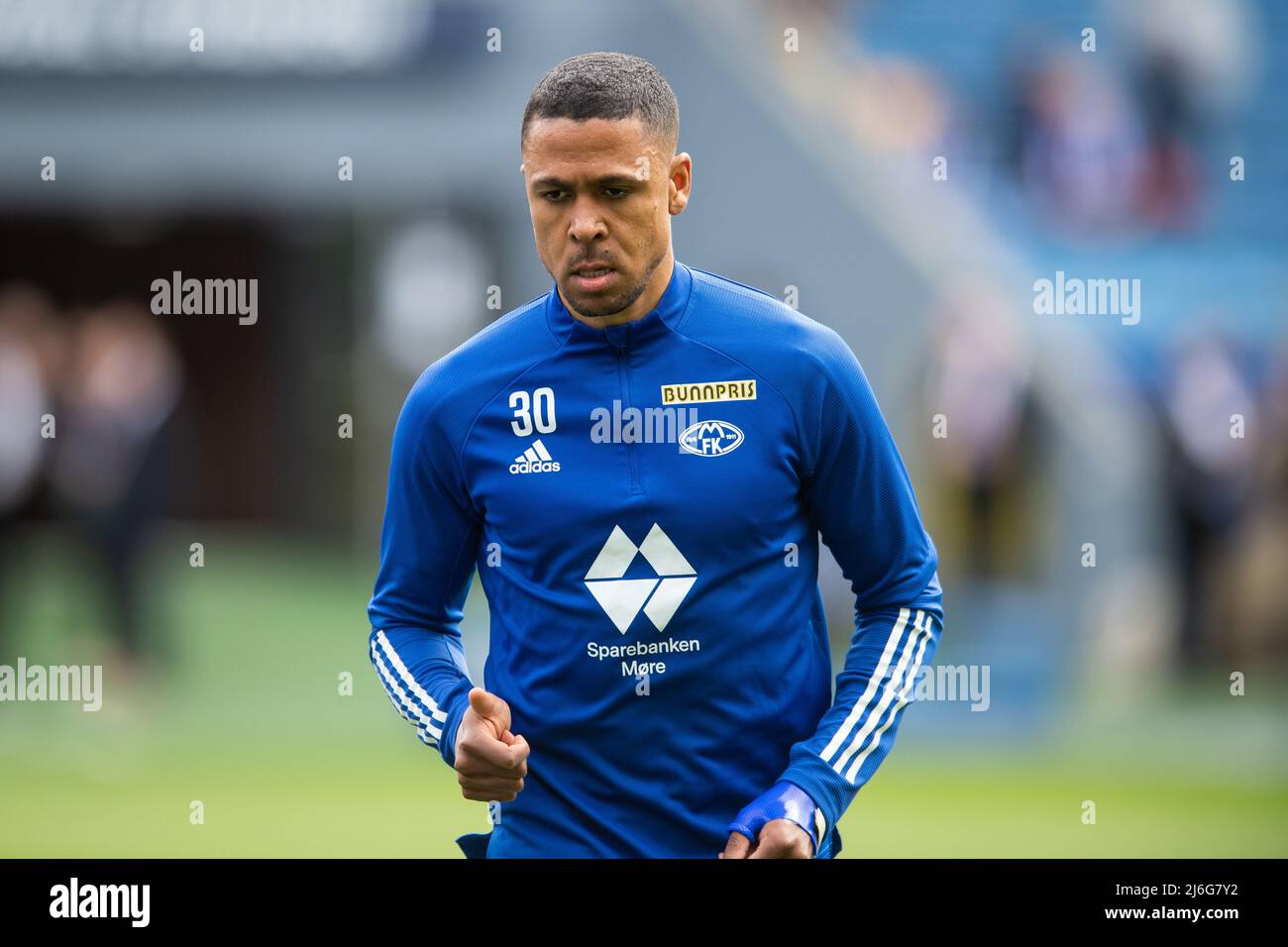 Oslo, Norway. 01st, May 2022. Mathis Bolly (30) of Molde is warming up before the Norwegian Cup final, the NM Menn final, between Bodoe/Glimt and Molde at Ullevaal Stadion in Oslo. (Photo credit: Gonzales Photo - Jan-Erik Eriksen). Credit: Gonzales Photo/Alamy Live News Stock Photo