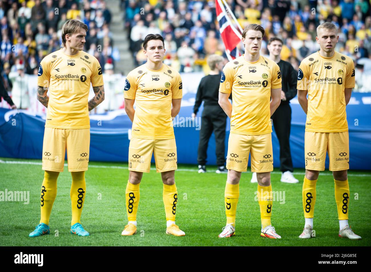 Oslo, Norway. 01st, May 2022. The players of Bodoe/Glimt line up before the Norwegian Cup final, the NM Menn final, between Bodoe/Glimt and Molde at Ullevaal Stadion in Oslo. (Photo credit: Gonzales Photo - Jan-Erik Eriksen). Credit: Gonzales Photo/Alamy Live News Stock Photo