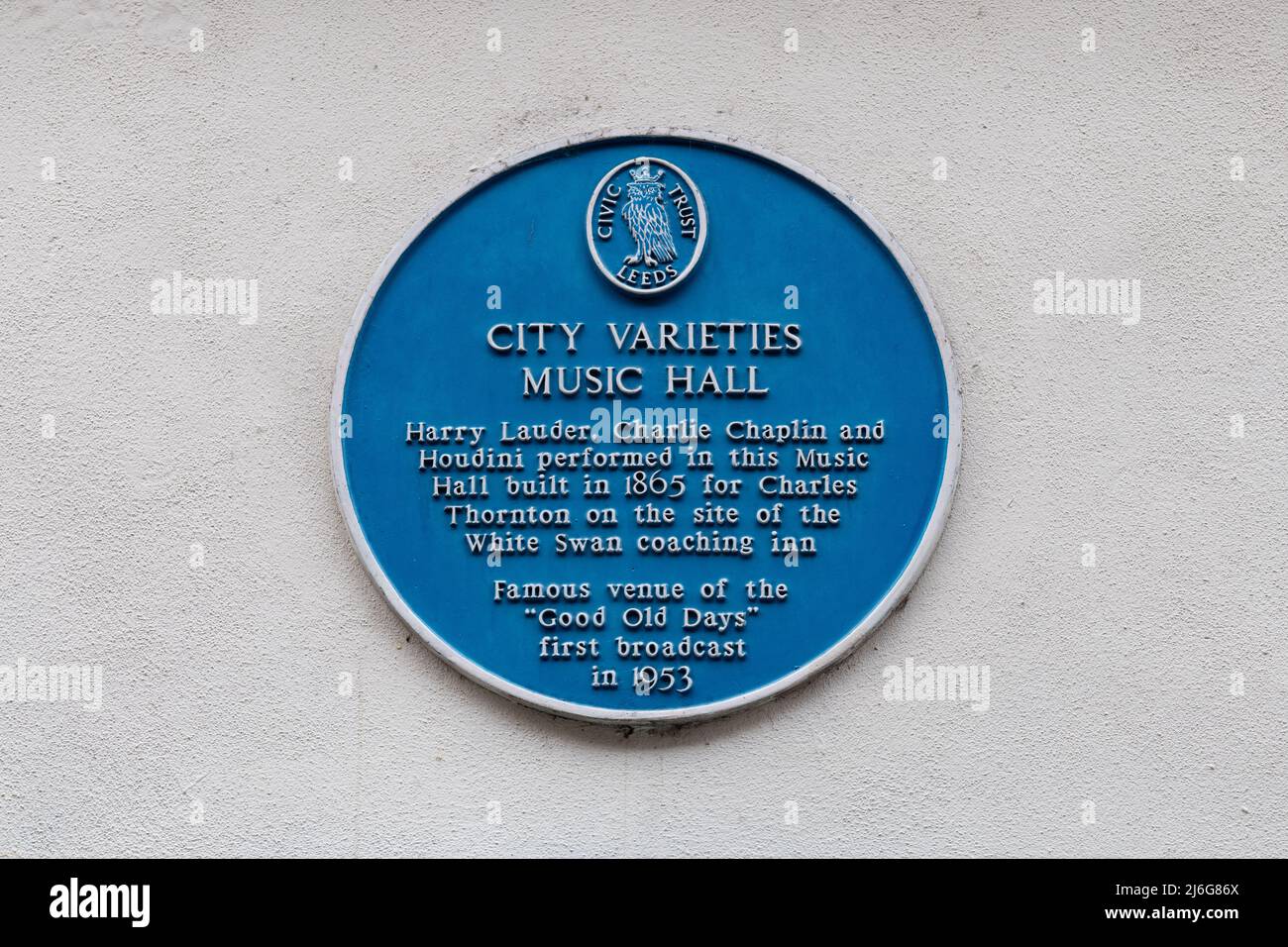 City Varieties Music Hall famous venue of the 'Good Old Days' Leeds Civic Trust blue plaque - Leeds Stock Photo
