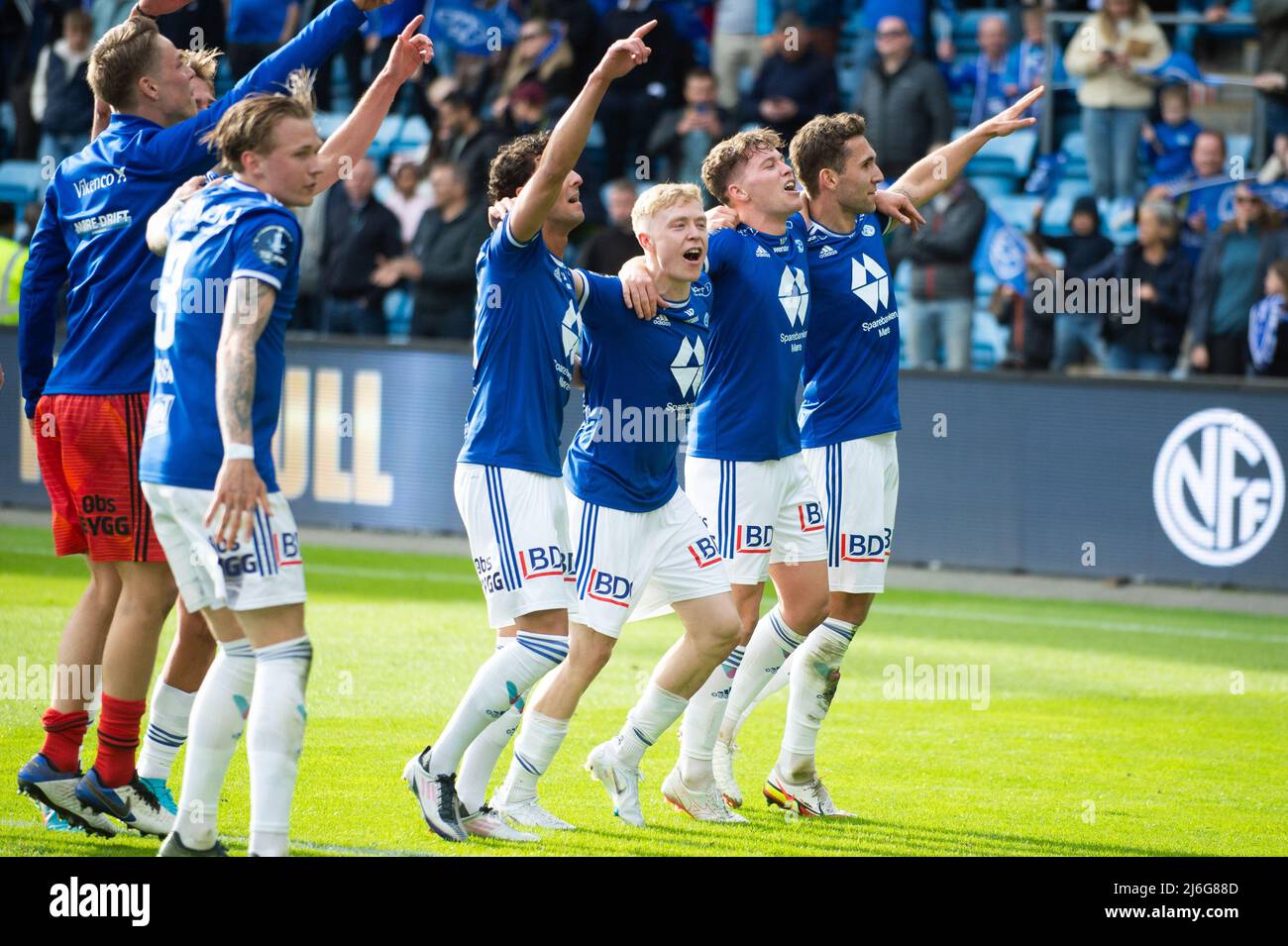Oslo, Norway. 01st, May 2022. The players of Molde are celebrating winning the Norwegian Cup final, the NM Menn final, between Bodoe/Glimt and Molde at Ullevaal Stadion in Oslo. (Photo credit: Gonzales Photo - Jan-Erik Eriksen). Credit: Gonzales Photo/Alamy Live News Stock Photo