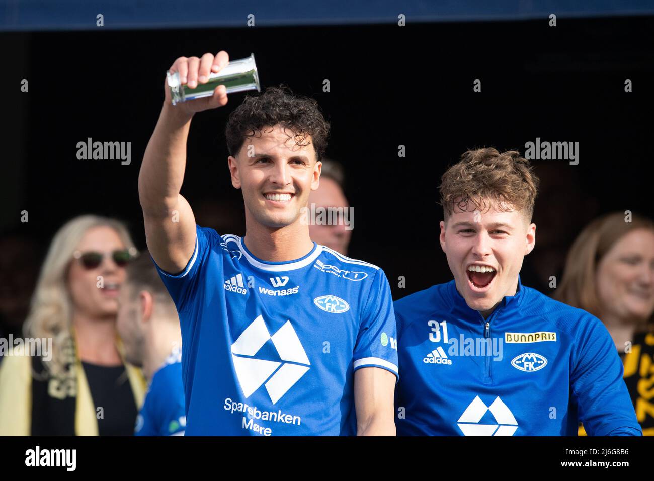 Oslo, Norway. 01st, May 2022.  Rafik Zekhnini of Molde is celebrating the victory after the Norwegian Cup final, the NM Menn final, between Bodoe/Glimt and Molde at Ullevaal Stadion in Oslo. (Photo credit: Gonzales Photo - Jan-Erik Eriksen). Credit: Gonzales Photo/Alamy Live News Stock Photo