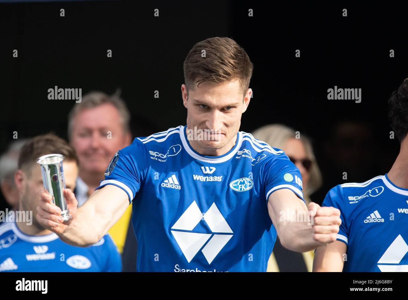 Oslo, Norway. 01st, May 2022. Kristoffer Haugen of Molde is celebrating the victory after the Norwegian Cup final, the NM Menn final, between Bodoe/Glimt and Molde at Ullevaal Stadion in Oslo. (Photo credit: Gonzales Photo - Jan-Erik Eriksen). Credit: Gonzales Photo/Alamy Live News Stock Photo