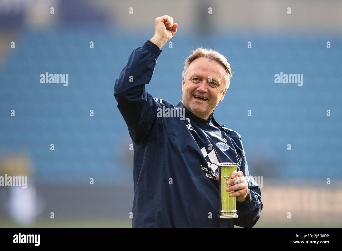 Oslo, Norway. 01st, May 2022. Head coach Erling Moe of Molde seen in celebration after winning the Norwegian Cup final, the NM Menn final, between Bodoe/Glimt and Molde at Ullevaal Stadion in Oslo. (Photo credit: Gonzales Photo - Jan-Erik Eriksen). Credit: Gonzales Photo/Alamy Live News Stock Photo
