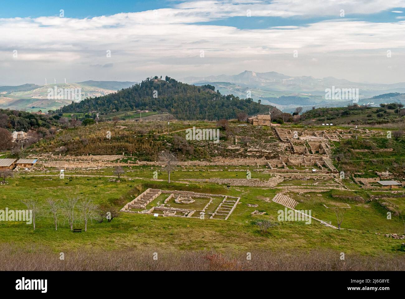 Panoramic view of the ancient greek city of Morgantina, in Sicily Stock Photo