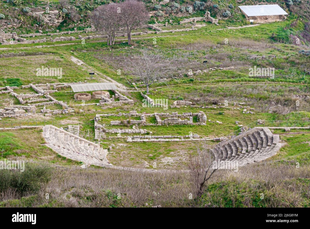 The theater of the ancient greek city of Morgantina, in Sicily Stock Photo