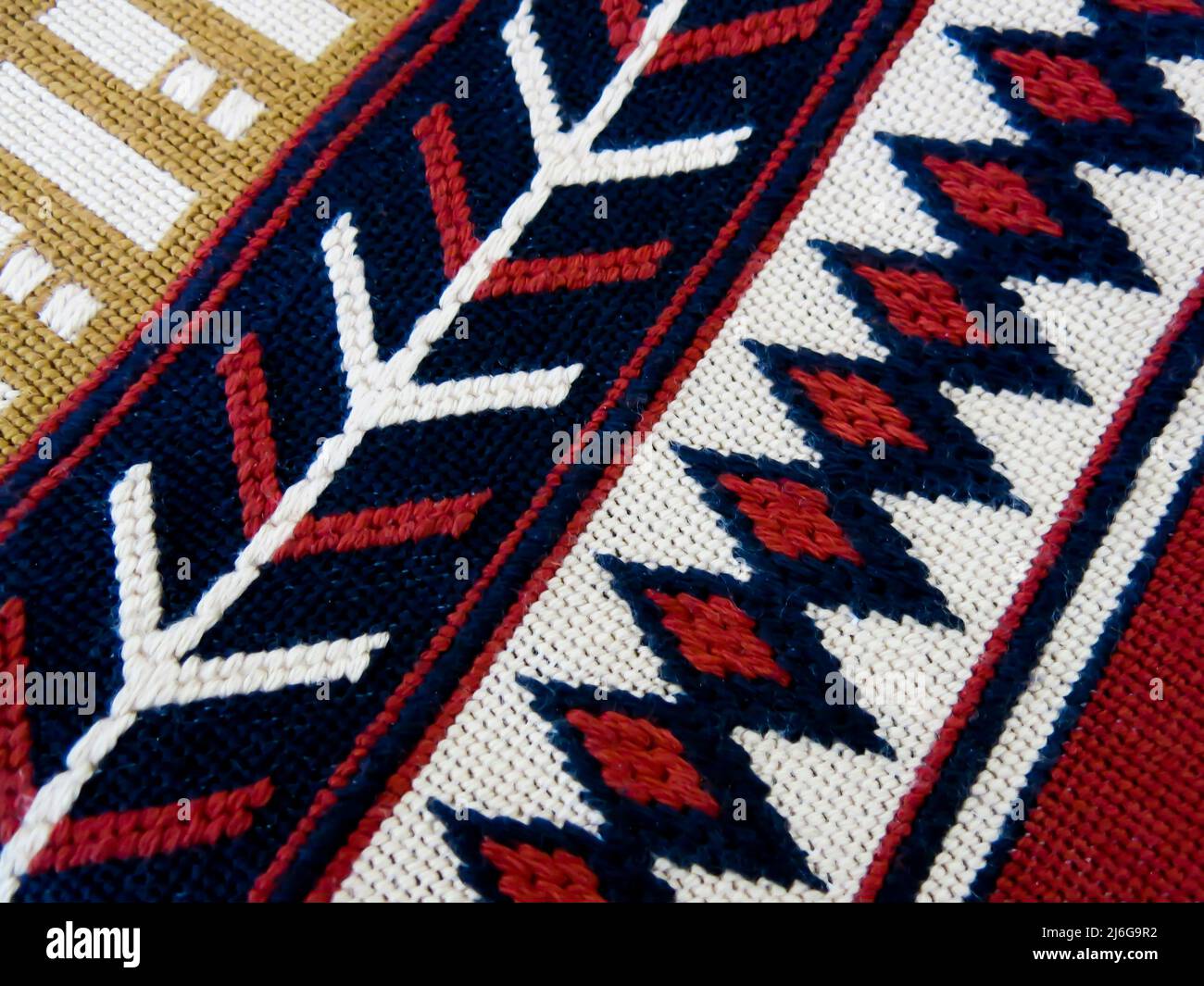 Traditional Mud Cloth Patterns (Africa) Transferred to Needlepoint Canvas Stock Photo