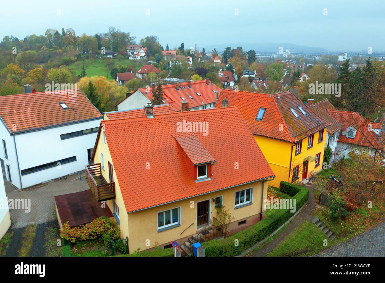 Village in Germany view from above . Bamberg suburb district Stock