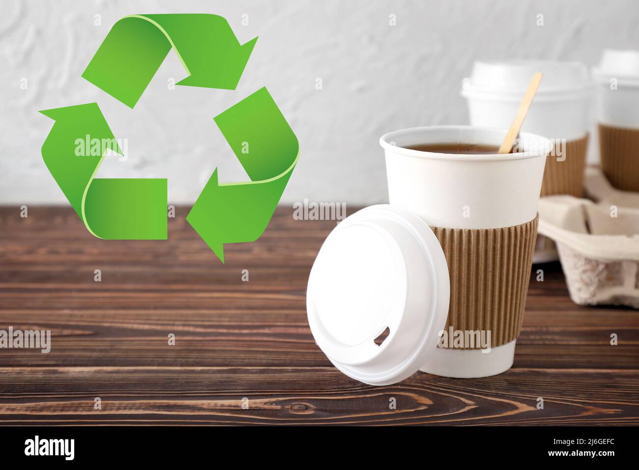 Recycling symbol on paper cup hi-res stock photography and images - Alamy