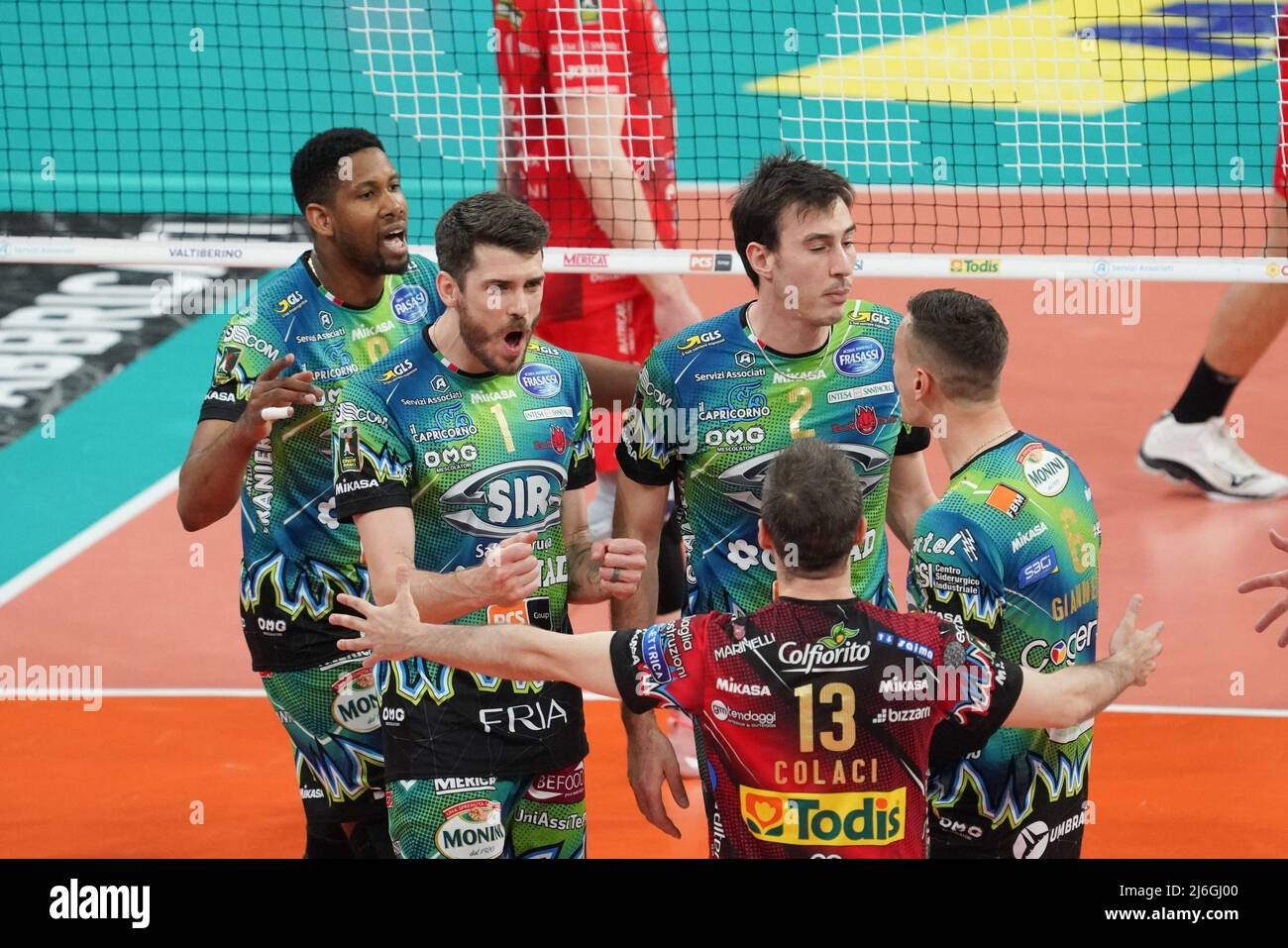 Pala Barton, Perugia, Italy, May 01, 2022, sir safety conad perugia  exultation during Play Off - Sir Safety Conad Perugia vs Cucine Lube  Civitanova - Volleyball Italian Serie A Men Superleague Championship Stock  Photo - Alamy