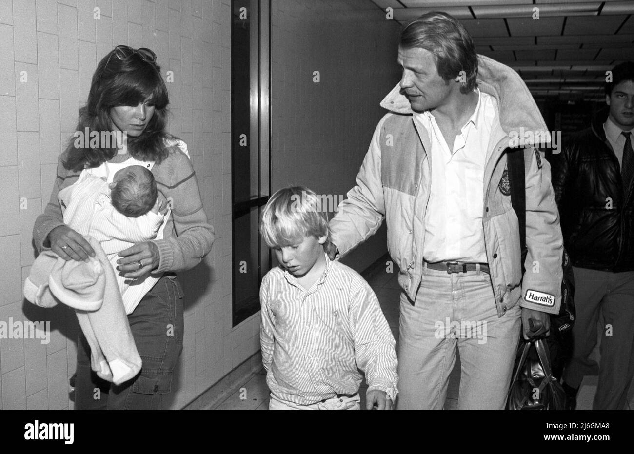 David Soul with wife and kids arriving at LAX from Lake Tahoe March