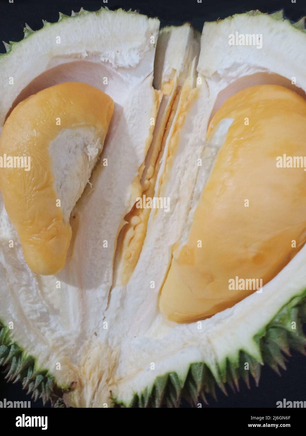Opened durian Malaysian fruit Stock Photo