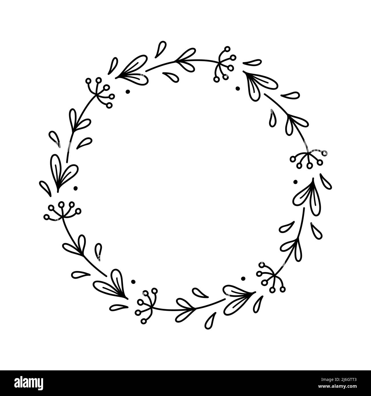 Spring floral wreath isolated on white background. Round frame with ...