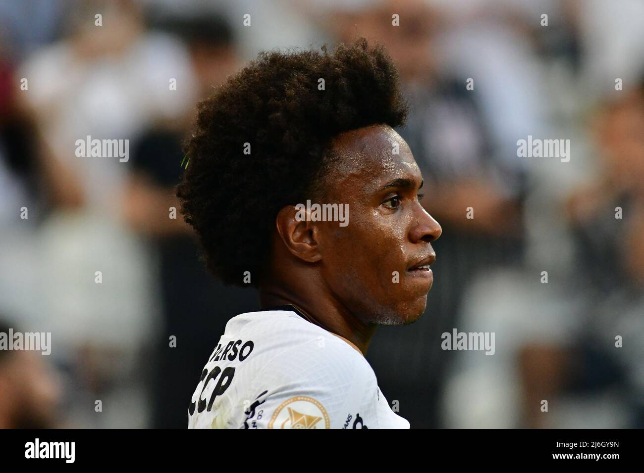SÃO PAULO, BRASIL - MAY 1: William of S.C. Corinthians during Campeonato Brasileiro Série A 2022 match between S.C. Corinthians and Fortaleza at Neo Quimica Arena on May 1, 2022 in Sao Paulo, Brazil. (Photo by Leandro Bernardes/PxImages) Stock Photo