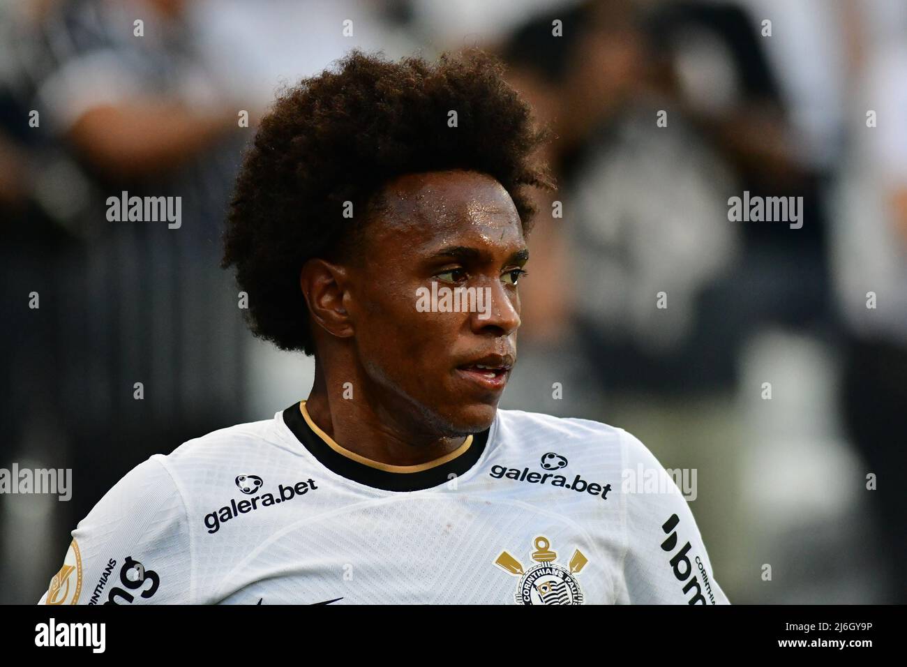 SÃO PAULO, BRASIL - MAY 1: William of S.C. Corinthians during Campeonato Brasileiro Série A 2022 match between S.C. Corinthians and Fortaleza at Neo Quimica Arena on May 1, 2022 in Sao Paulo, Brazil. (Photo by Leandro Bernardes/PxImages) Stock Photo