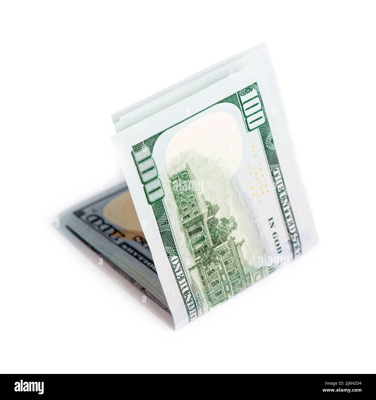 Stack of one hundred dollar bills close-up Stock Photo