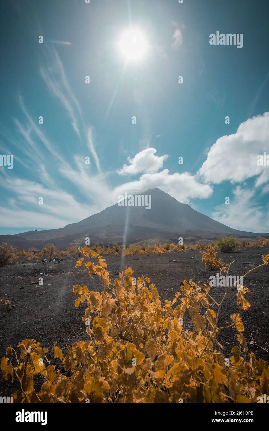 Pico do Fogo, volcano on the island of Fogo on Cabo Verde islands, with ...