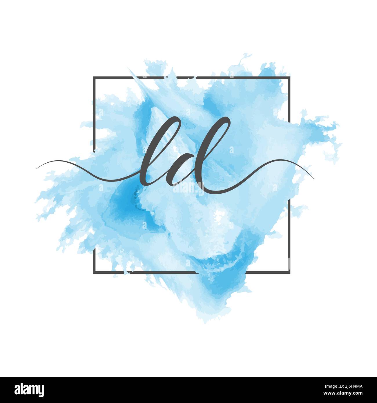 Calligraphic lowercase letters L and D are written in a solid line on a ...