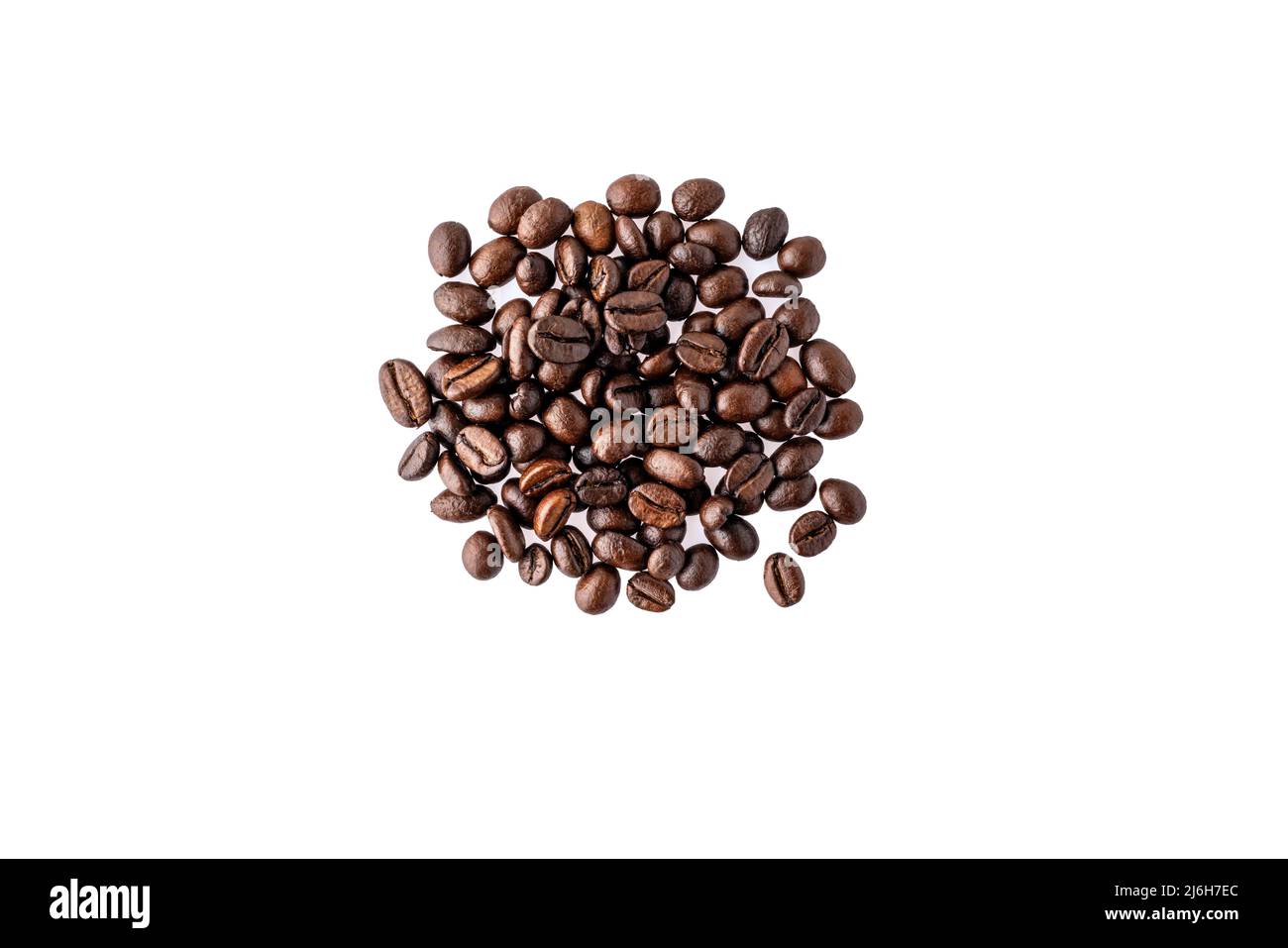 Isolated pile of arabic coffee beans on white background directly above ...