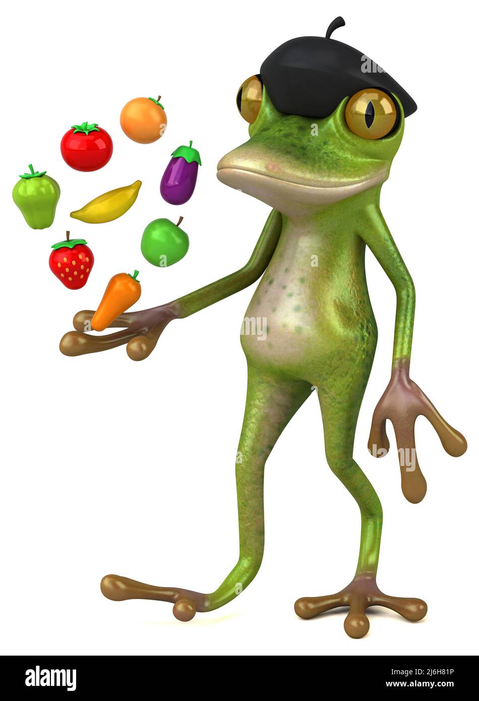 Fun french frog 3D Illustration Stock Photo Alamy