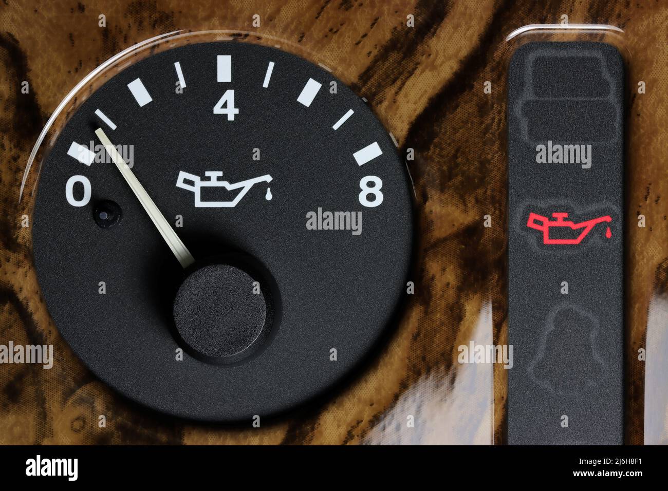 oil pressure gauge in car dashboard low Stock Photo Alamy