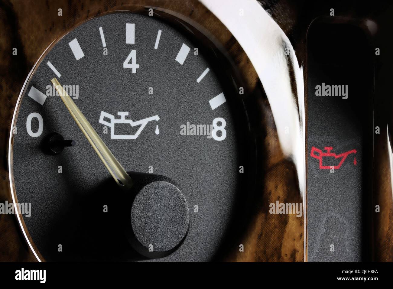 oil pressure gauge in car dashboard low Stock Photo Alamy