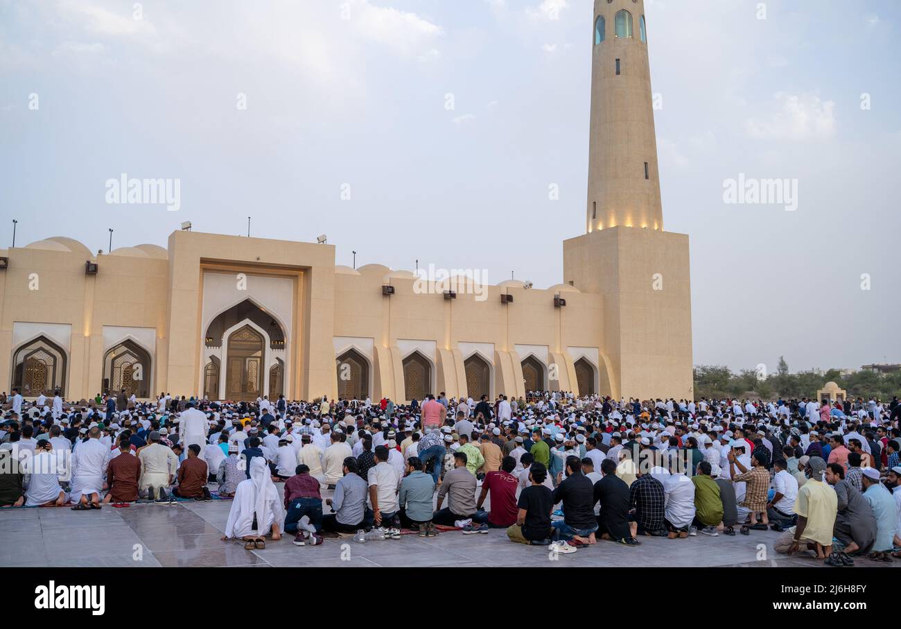Doha, Qatar May 02,2022 People attending Eid prayer at Abdual wahab