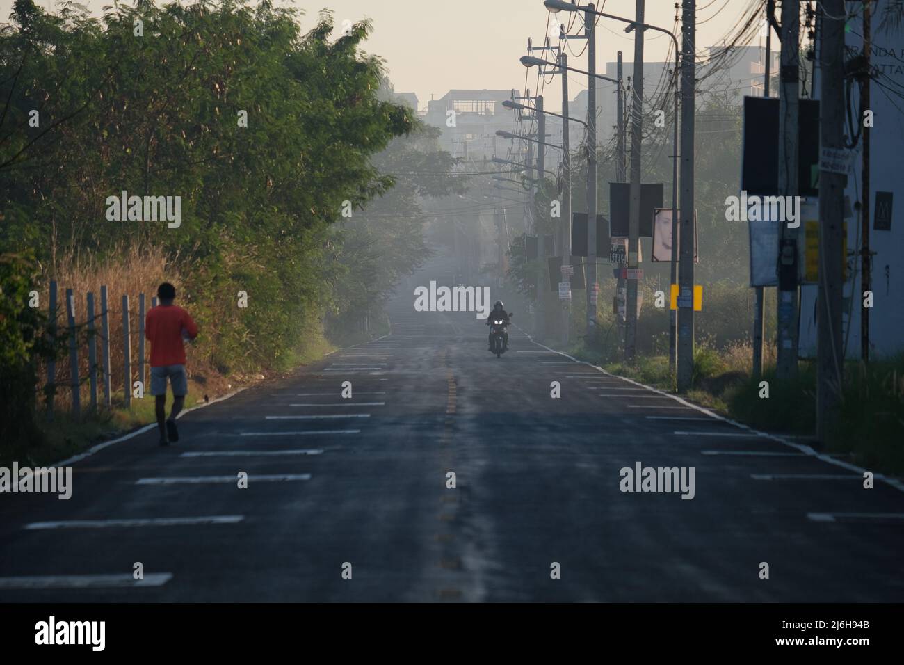 Rural Thai street on early morning Stock Photo