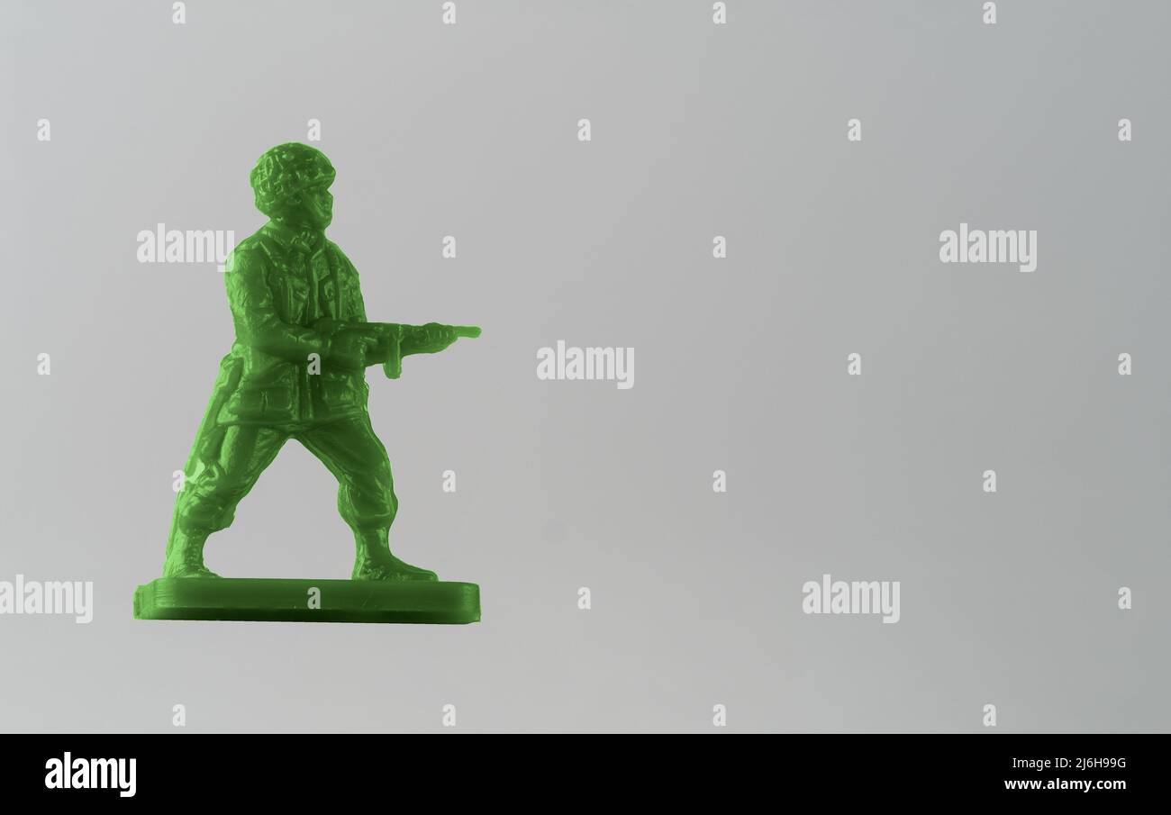 green plastic toy solder american paratrooper Stock Photo
