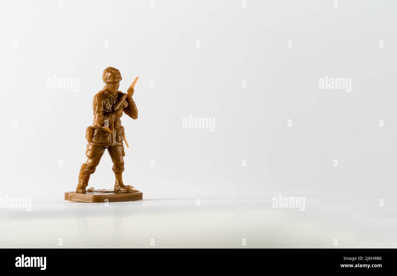 Regular soldier troop solo standing position  toy soldier brown Stock Photo