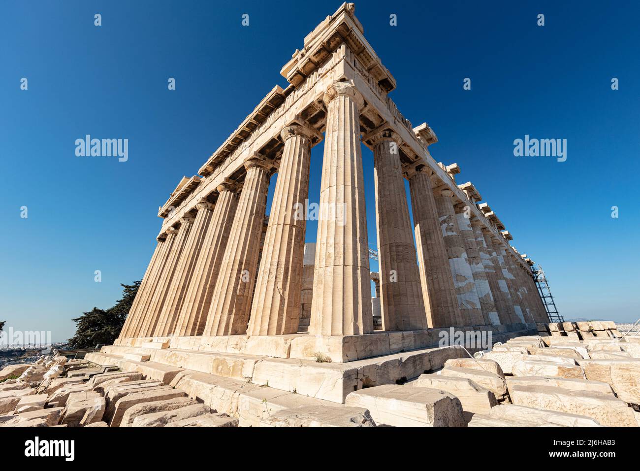 Athens, Greece July 26, 2021 The acropolis, most famous citadel the Parthenon on the hills of