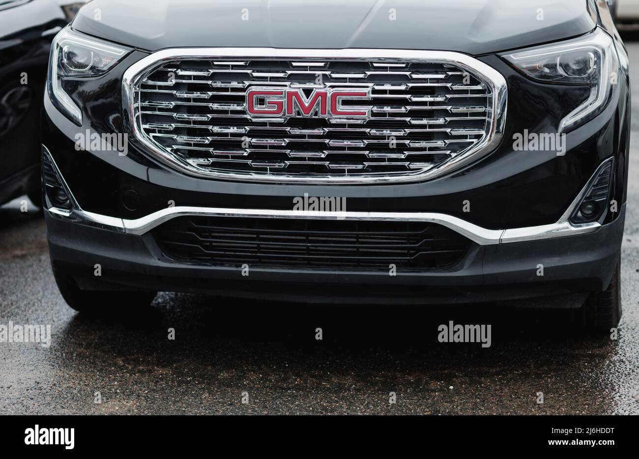 Minsk belarus, April 2022  - The new luxury  GMC car. front view. auto headlights Stock Photo