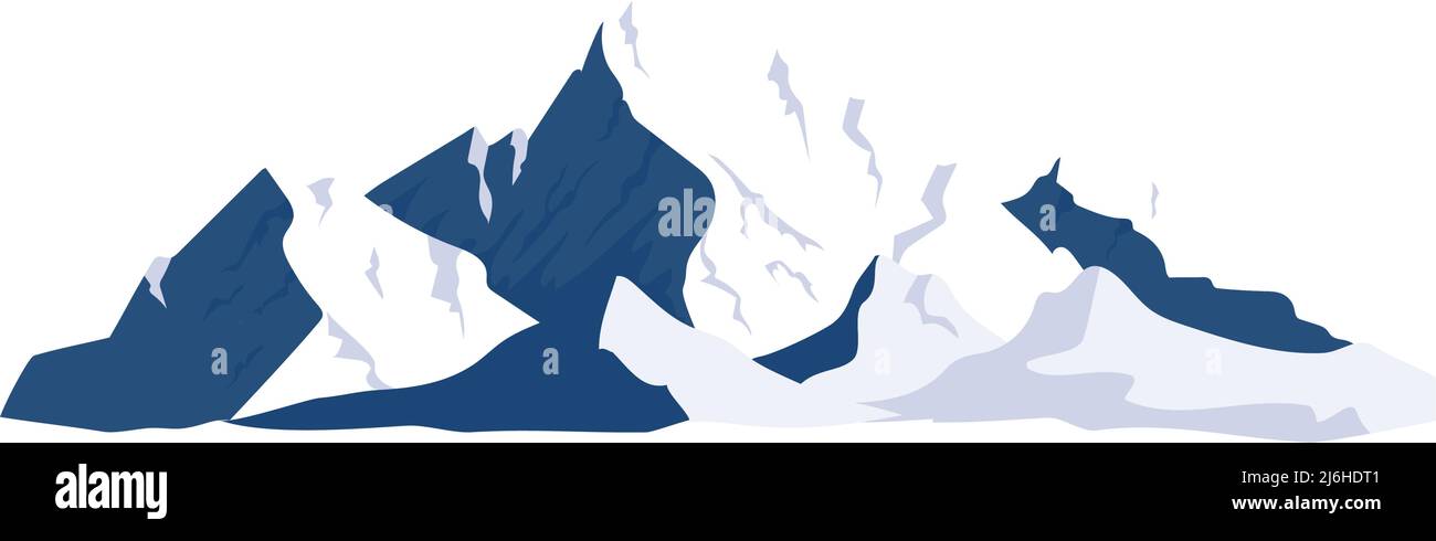 Snowy mountains semi flat color vector object Stock Vector