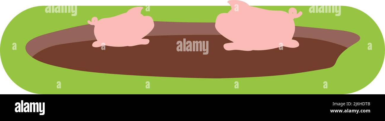 Messy place with happy pigs semi flat color vector object Stock Vector