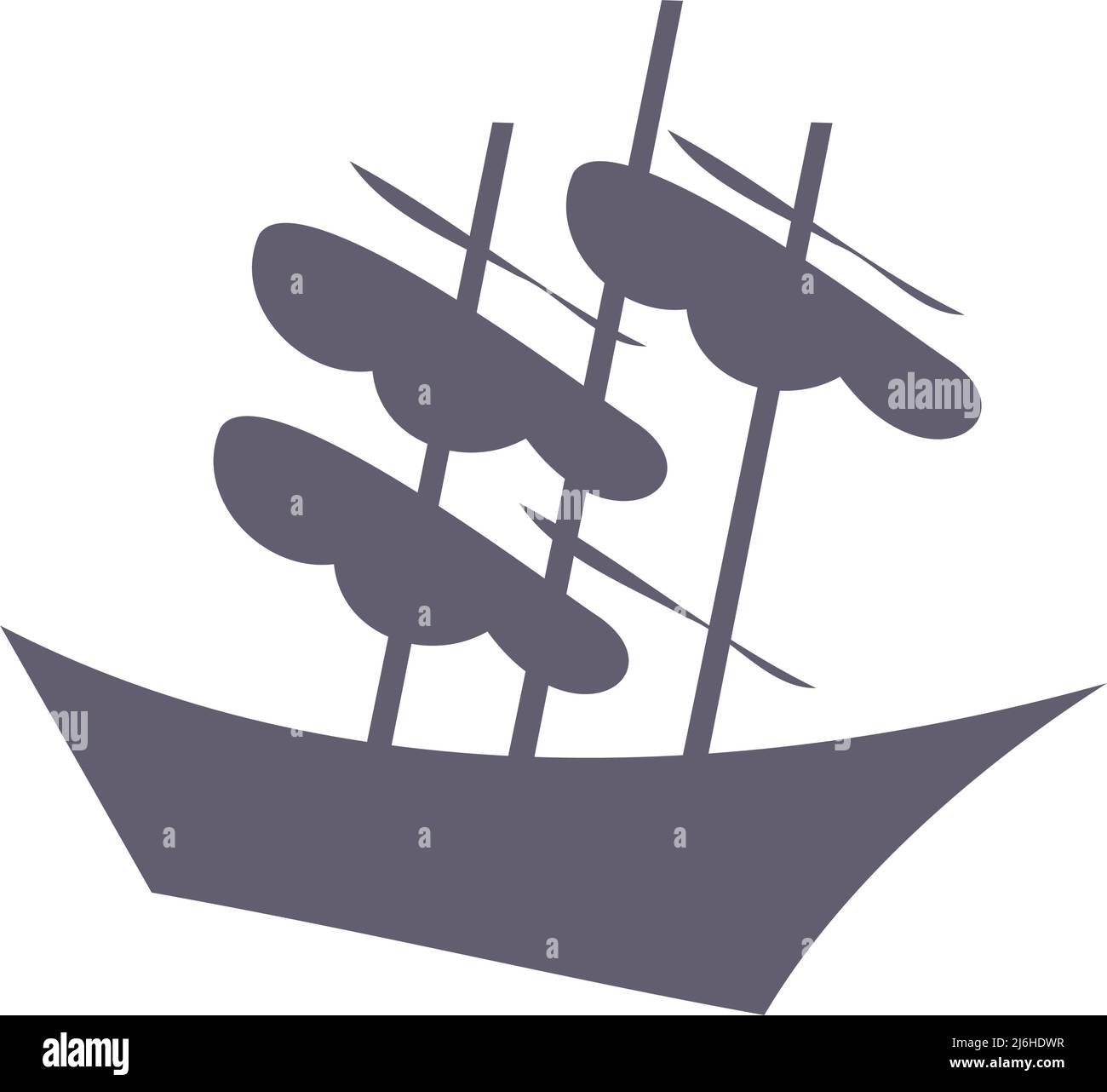 Silhouette of abandoned ship semi flat color vector object Stock Vector