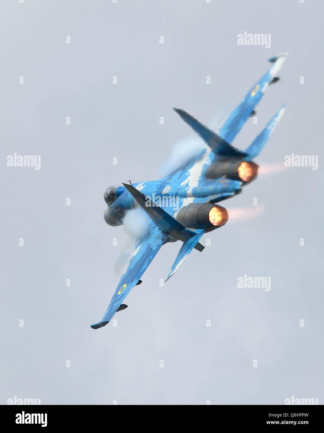 Ukrainian Air Force SU27 Flanker displaying at RIAT 2019 Stock Photo