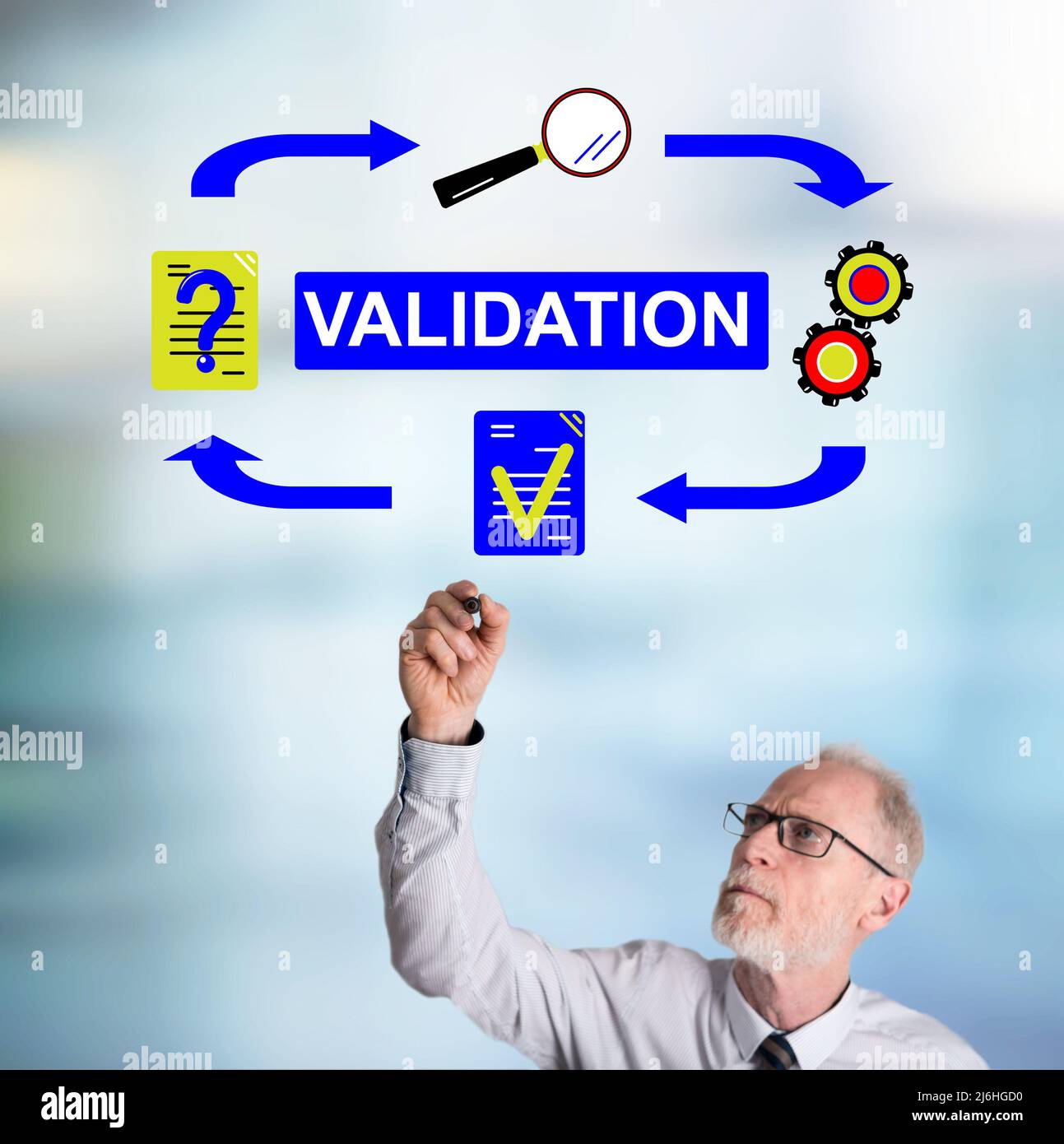 Validation concept drawn by a businessman Stock Photo - Alamy