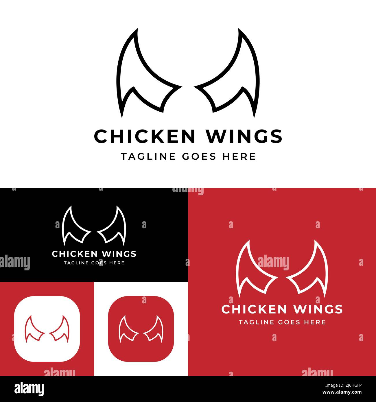 Chicken Wings Logo.Vector Illustration.Black And White.Food logo Stock Vector Image & Art Alamy