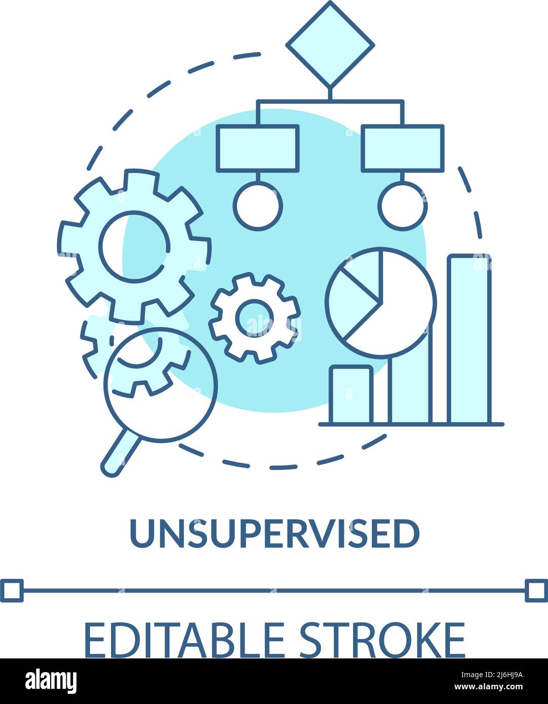 Unsupervised turquoise concept icon Stock Vector