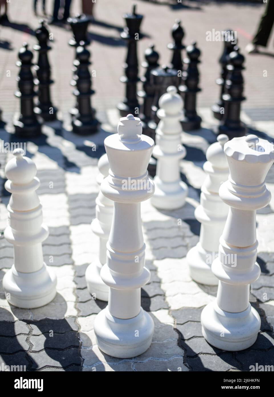 Giant chess set in a hotel play area Stock Photo - Alamy