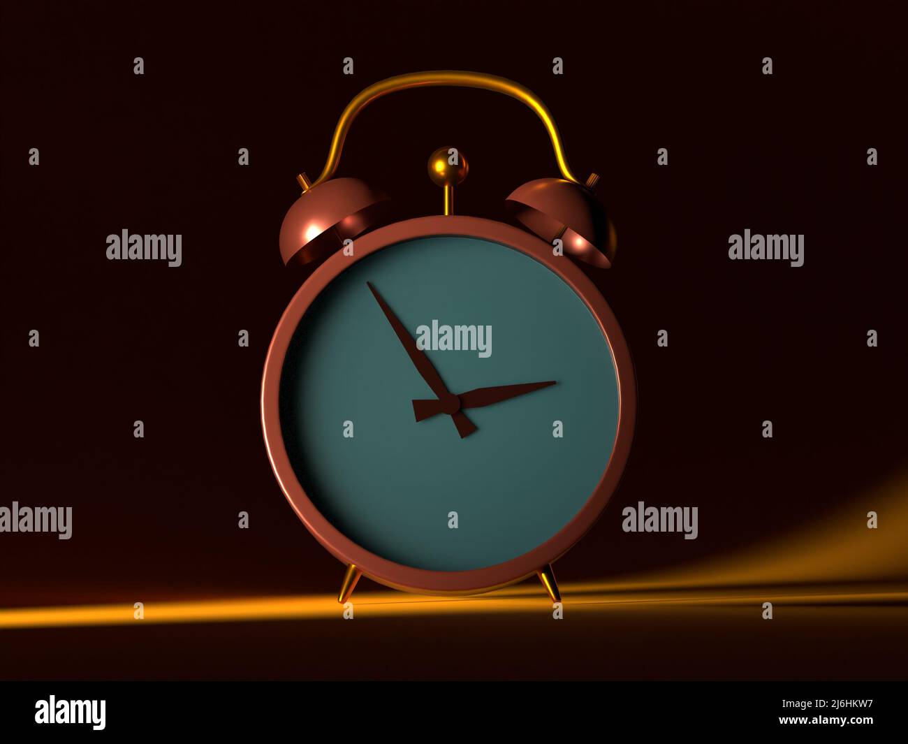 Stylish alarm clock in the sun. 3d render Stock Photo Alamy