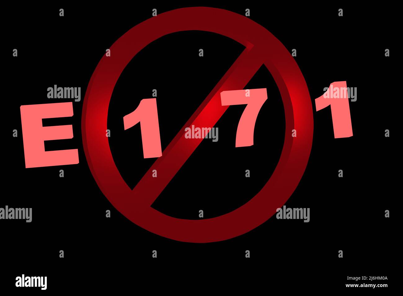 Food additive E171. Danger and prohibition Titanium dioxide concept. 3D ...