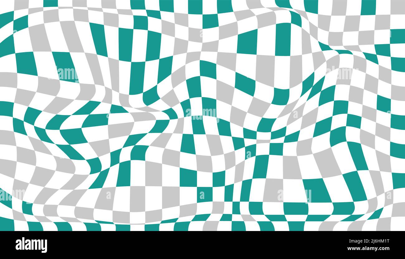 Checkered background with distorted squares. Abstract banner with ...